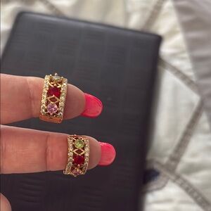 Elegant Gold and Red Crystal Earrings